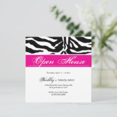 Salon Invitation Open House en Zebra Roze Kaart (Staand voorkant)
