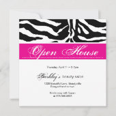 Salon Invitation Open House en Zebra Roze Kaart (Voorkant)