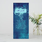 Salon Invite Floral Grunge Blue Denim Kaart (Staand voorkant)