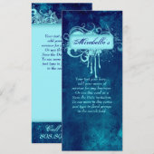 Salon Invite Floral Grunge Blue Denim Kaart (Voorkant / Achterkant)