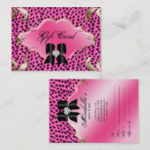 Salon Jewelry Gift Certificate Leopard Pink Bow Kortingskaartje (Voorkant / Achterkant)