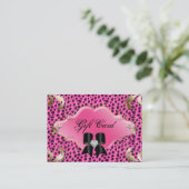 Salon Jewelry Gift Certificate Leopard Pink Bow Kortingskaartje (Staand voorkant)