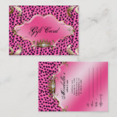 Salon Jewelry Gift Certificate Leopard Pink Crown Kortingskaartje (Voorkant / Achterkant)