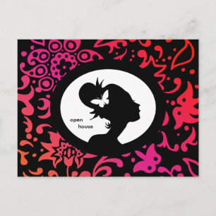 Salon Kaart Vlinder Vrouw Kleurrijk Silhouet