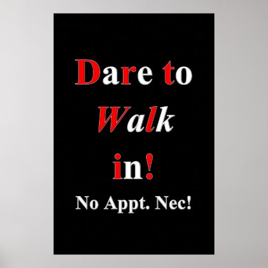 Salon Kapperszaak Posters Durf binnen te komen (Voorkant)