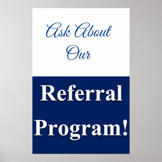 Salon Kapperszaak Posters Referral Program Blauw (Voorkant)
