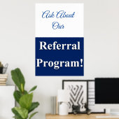 Salon Kapperszaak Posters Referral Program Blauw (Thuiskantoor)