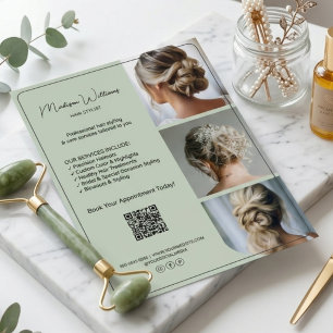 Salon Kapsalon Diensten 3 Foto's QR Salie Groen Flyer