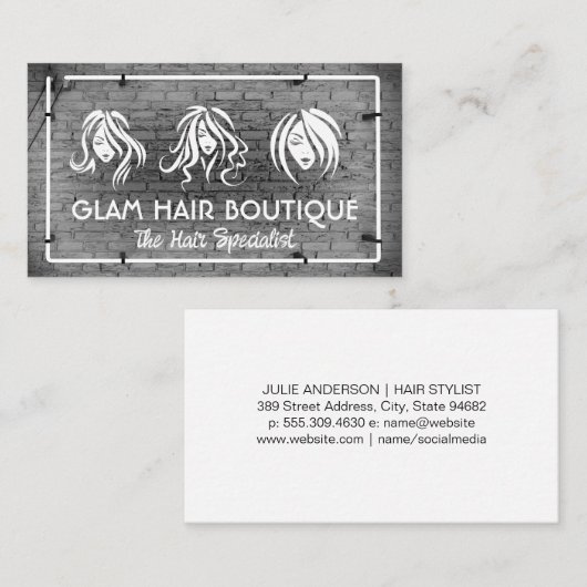 Salon kapsel stijlen | Bakstenen wandlampen Visitekaartje (Voorkant / Achterkant)