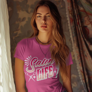 Salon Life Hair Stylist Gift voor Hair Dresser Roz T-shirt