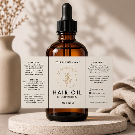 Salon Logo Haarolie Druppelfles Etiket