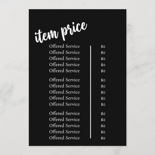 Salon Logo Prijslijst Menu Notitiekaart (Voorkant)
