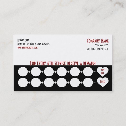 Salon Loyalty Visitekaartje Punch Card (Voorkant)