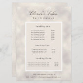 Salon Luxe Parel Elegante Prijs Kaart (Voorkant / Achterkant)