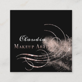 Salon Make-up Artiest Afspraakkaart Roze Glitter Vierkante Visitekaartje