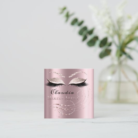 Salon Makeup Artist Appointment Roze Rose Vierkante Visitekaartje (Staand voorkant)