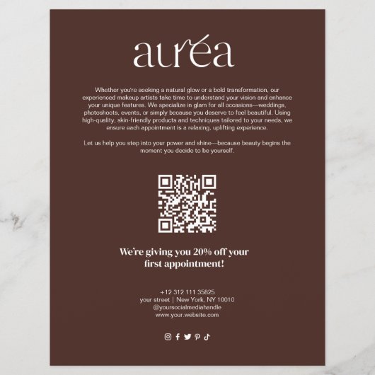 Salon Makeup Promotion Pricing Flyer (Achterkant)