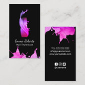 Salon Manicurist Pink Waterverf Nail-technicus Sal Visitekaartje (Voorkant / Achterkant)
