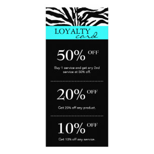 Salon Marketing Cards Zebra Blue Black Reclamekaart