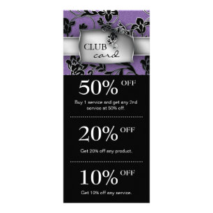 Salon Marketing Club Cards Floral Paars Reclamekaart