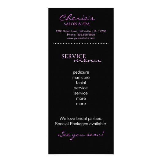 Salon Marketing Kaarten Paars Zebra Reclamekaart (Achterkant)