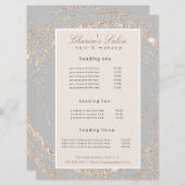 Salon Modern Faux Gold abstract Elegante Prijs Kaa Menu (Voorkant / Achterkant)