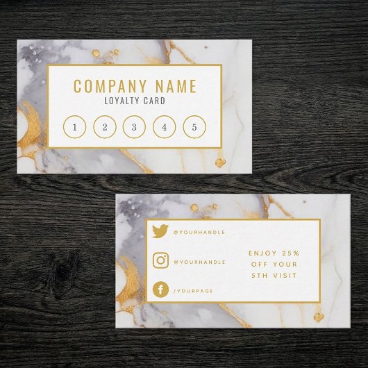 Salon moderne gouden en witte marmerloyaliteitskaa klantenkaartje