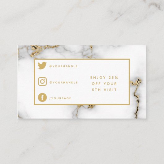 Salon moderne goudmarmertrouwerij. klantenkaartje (Achterkant)