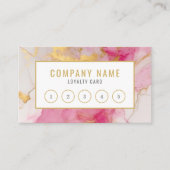 Salon moderne roze en gouden marmertrouwerij. klantenkaartje (Voorkant)