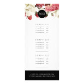 Salon Moderne Services Price List Botanics Reclamekaart (Achterkant)