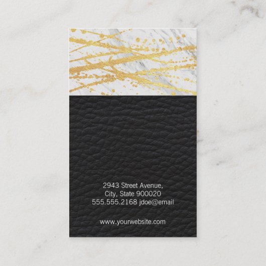 Salon Monogram Marble Trim Cheetah en leder Visitekaartje (Achterkant)