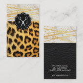 Salon Monogram Marble Trim Cheetah en leder Visitekaartje (Voorkant / Achterkant)