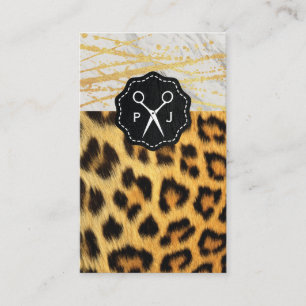 Salon Monogram Marble Trim Cheetah en leder Visitekaartje