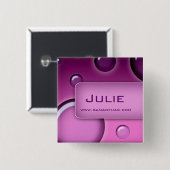 Salon Name Tag Button Brooch Bubbles Paars (Voorkant /achterkant)