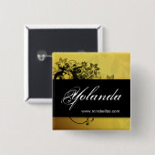 Salon Name Tag Button Brooch gold butterfly 3 (Voorkant /achterkant)