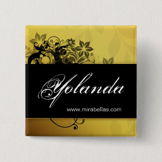 Salon Name Tag Button Brooch gold butterfly 3 (Voorkant)