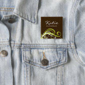 Salon Name Tag Button Brooch kalk groene zirls (In situ)