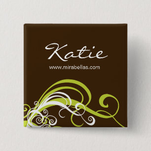 Salon Name Tag Button Brooch kalk groene zirls