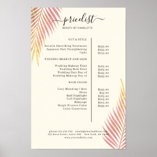 Salon Palm, blad, prijslijst Poster