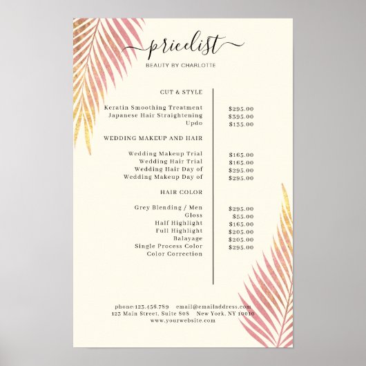 Salon Palm, bladig, Prijslijst Poster (Voorkant)