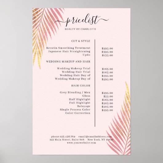 Salon Palm, bladig, Prijslijst Poster (Voorkant)