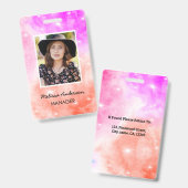 Salon Personeel ID Peach Paarse Badge (Front & Back)