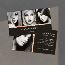 Salon Photo Card Modern Roos Gold Black Visitekaartje