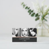 Salon Photo Card Modern Roos Gold Black Visitekaartje (Staand voorkant)