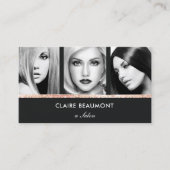 Salon Photo Card Modern Roos Gold Black Visitekaartje (Voorkant)