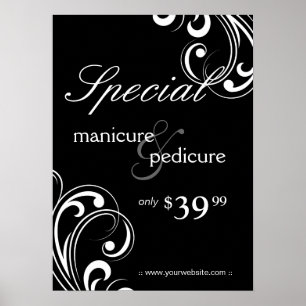 Salon Poster Spa Black & White Swirls