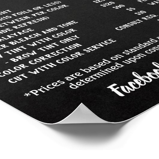 Salon Price LIst Poster (Hoek)