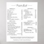 Salon Prijs LIst Poster, bewerkbare prijslijst Poster (Voorkant)