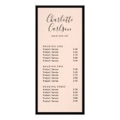 Salon Prijs Service Lijst Elegante Roze Blush Reclamekaart (Voorkant)