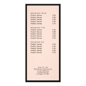 Salon Prijs Service Lijst Elegante Roze Blush Reclamekaart (Achterkant)